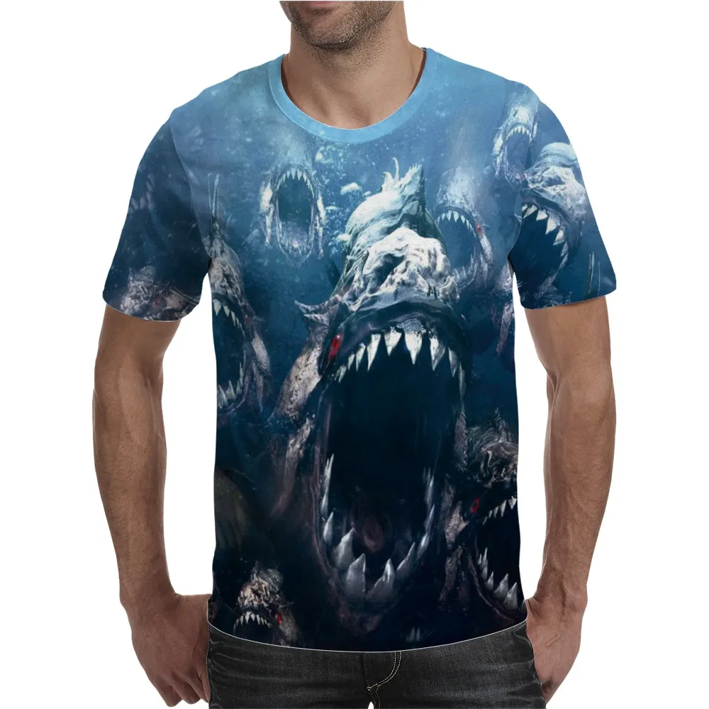 Модная новинка Мужская 3D Футболка с принтом глубоководных монстров хип хоп