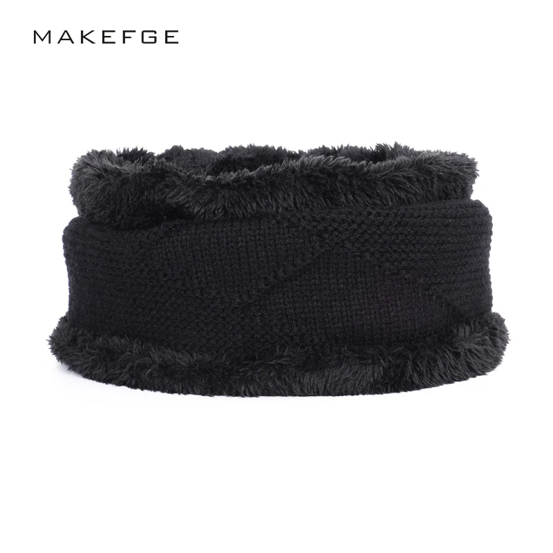 Classic men's sports scarf winter hat outdoor warm casual letter embroidery collar plus velvet thick cotton peas | Аксессуары для