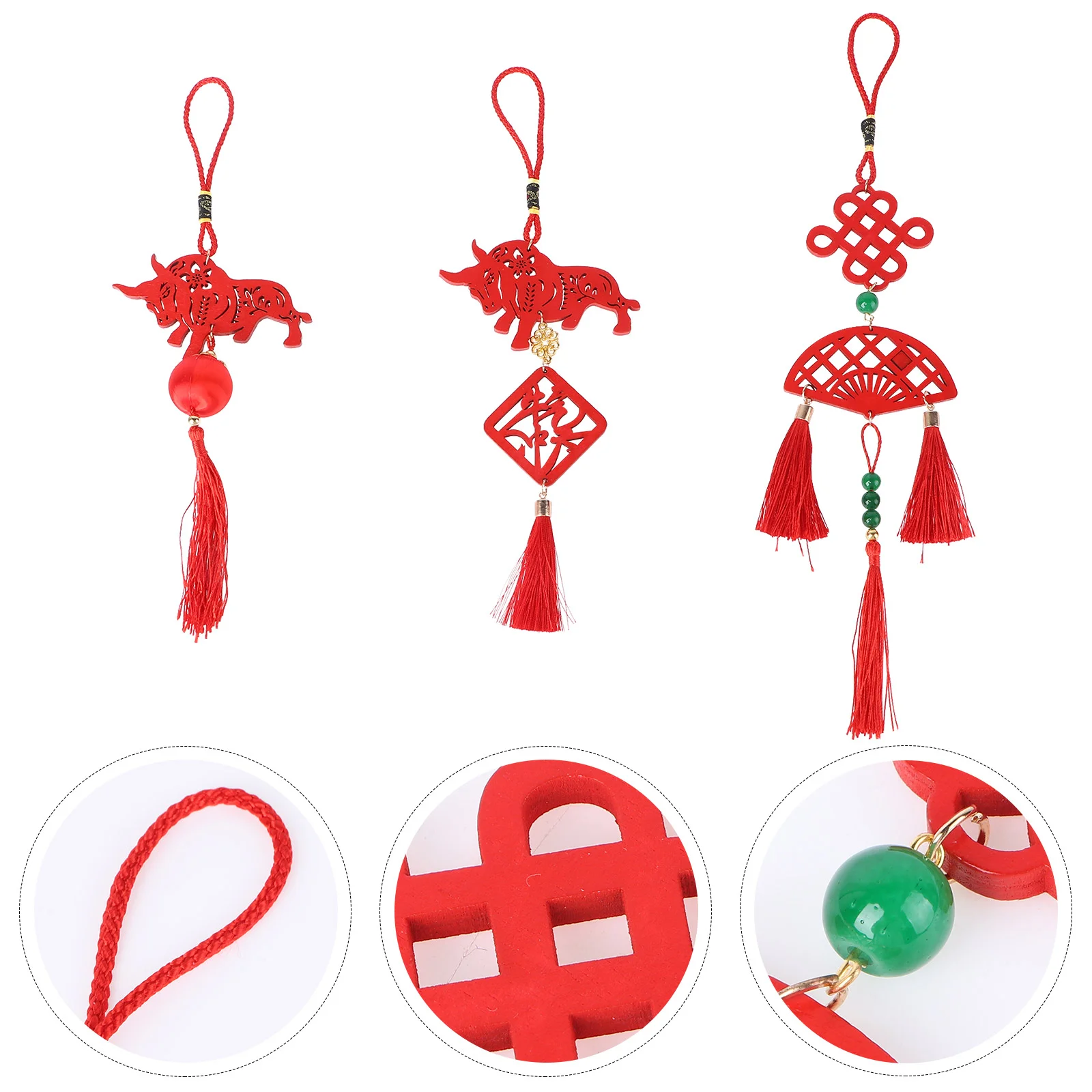 

3Pcs Wooden Sign Pendant Spring Festival Hanging Garden Pendants (Random Style)