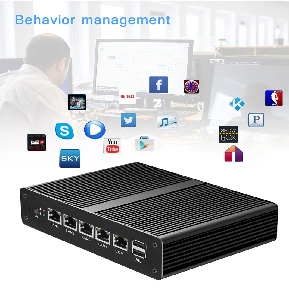 Безвентиляторный мини ПК PFsense сервер Celeron J1900 Четырехъядерный 4 гигабитный LAN