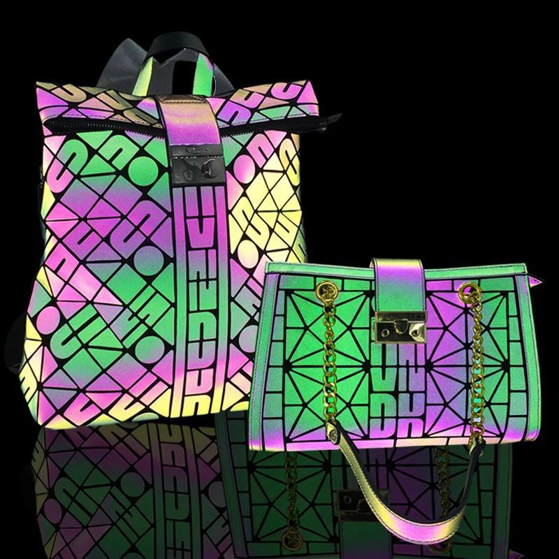 Женские сумки на плечо модные светящиеся голограммные геометрические женские