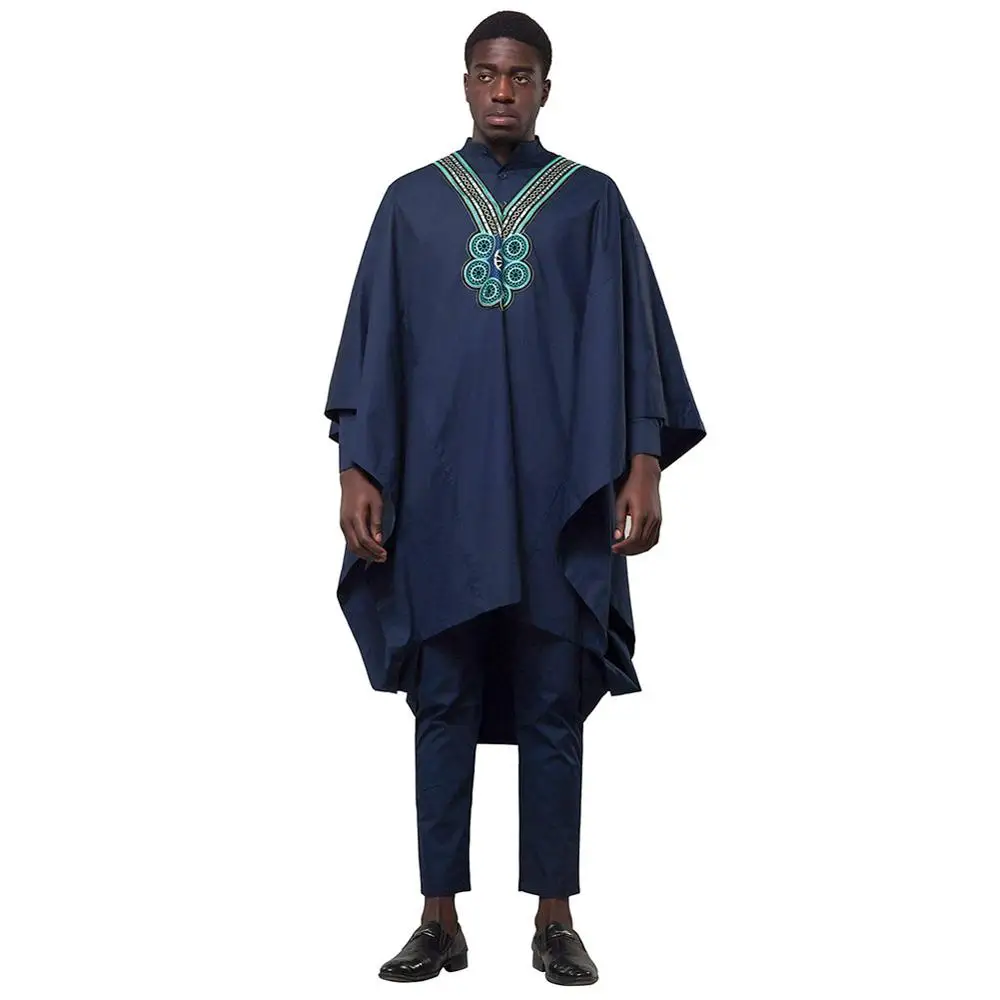 Navy Fadzeco Agbada африканские костюмы для мужчин Дашики Бизнес 3 шт. набор бубоу наряд Африка одежда вышивка формальный наряд размера плюс - Цвет: Navy