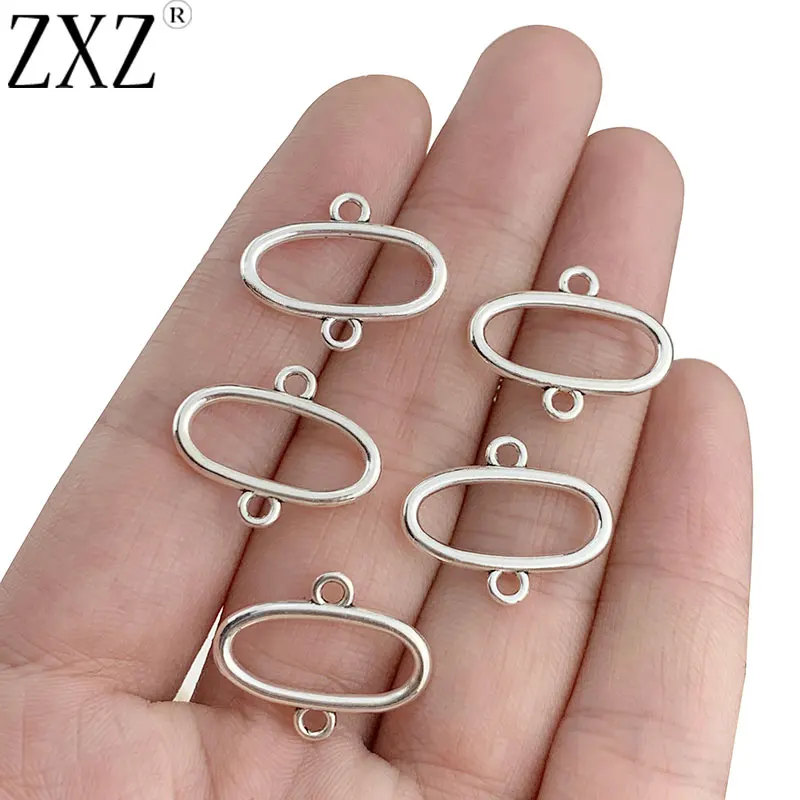 

ZXZ 50pcs Tibetan Silver Hollow Open Oval Connector Charms Pendants for DIY Necklace Bracelet Earrings Jewelry Making