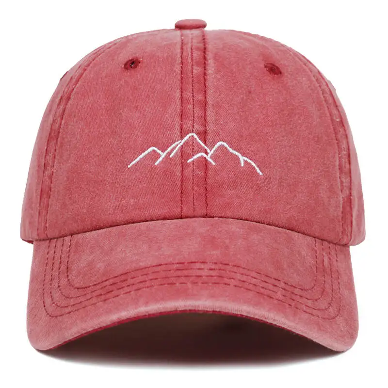 wine red Новинка, мужские и женские бейсболки с вышивкой в горном диапазоне, регулируемые бейсболки, вымытые кепки для папы, Bone Garros - Цвет: wine red