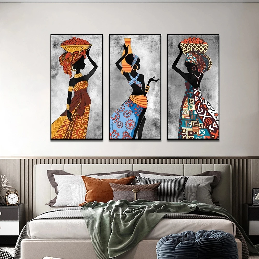 

African Etnicos Tribal Art Paintings Black Women Dancing Poster Canvas Print Painting Abstract Art Picture for Home Wall Decor.