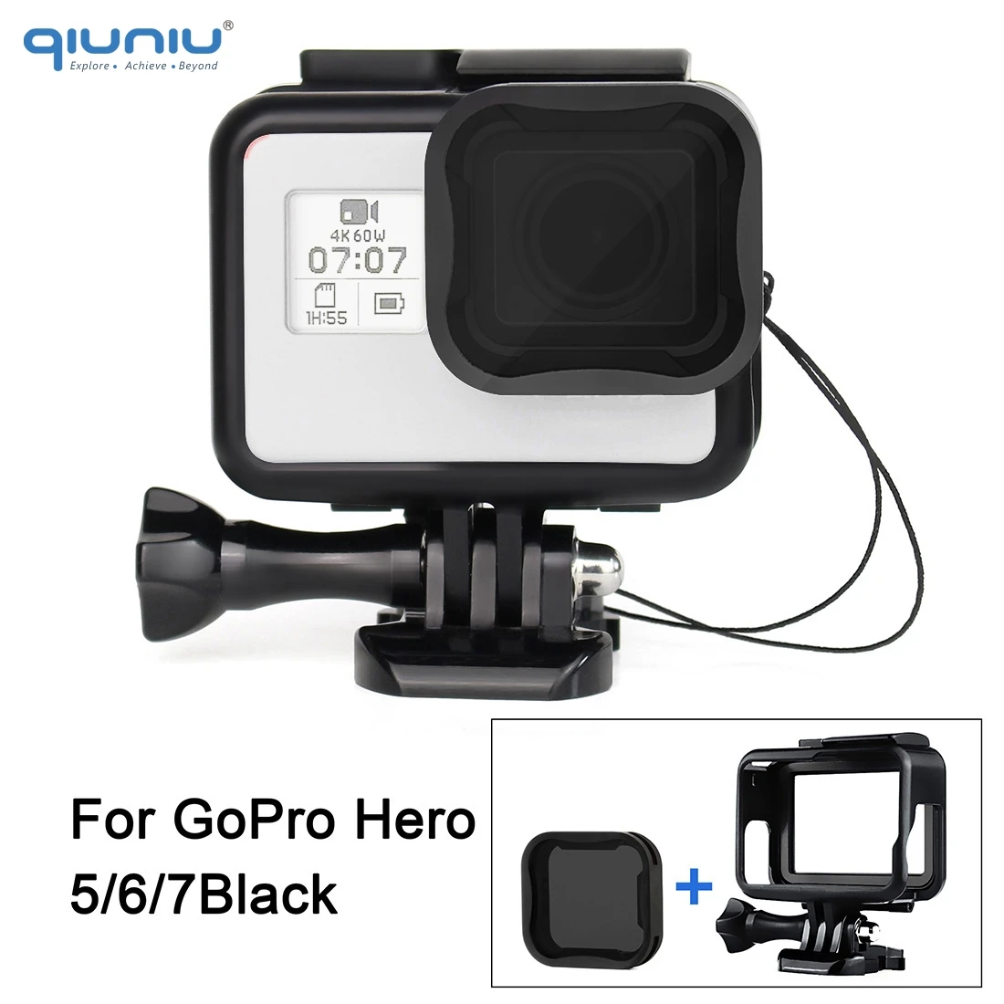 Защитный чехол QIUNIU в стандартной оправе с фильтром для объектива ND8 GoPro Hero 7 6 5 Black