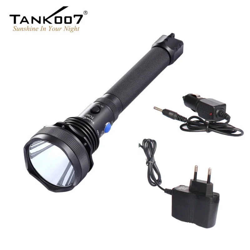 Tank007 TC60 Rechargeable Police Torch Light Cree XM-L U2 1200lm Power Tactical Flashlight by 18650 Battery for Hunting Camping