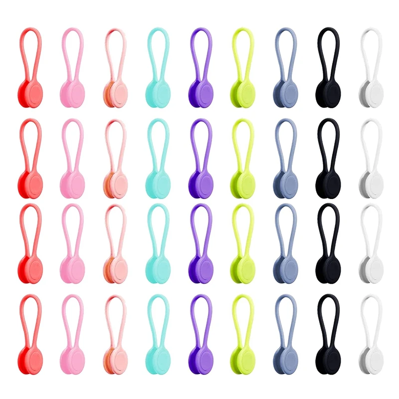 

36Pcs Silicone Cable Magnet Cord Clips Set Magnetic Twist Ties Management Earphone Organizers Magnetic Cable Clips