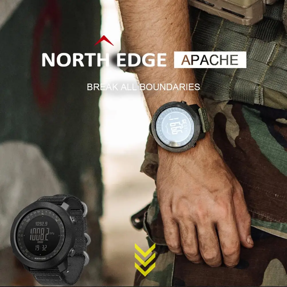 

NORTH EDGE APACHE Men Smart Watch Waterproof Altimeter Barometer Compass Luminous Digital Display Military Outdoor Sports Watch