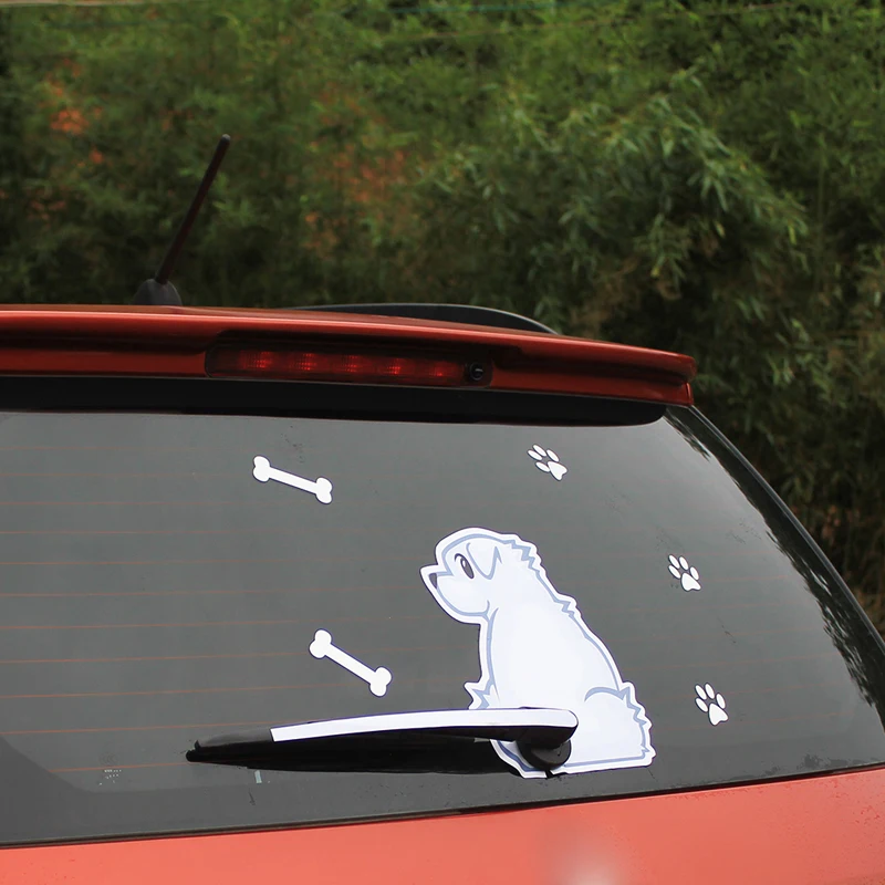 

Funny Car Decoration Cartoon Animals Dog Moving Tail Stickers Car Rear Window Wiper Blade Decals Sticker Car Styling Accessories