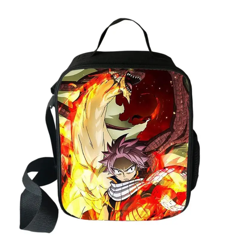 Fairy Tail Natsu Lunch Bag Picnic Travel Food Storage Bag Children Boy Girl Bento Bag Messenger Bag