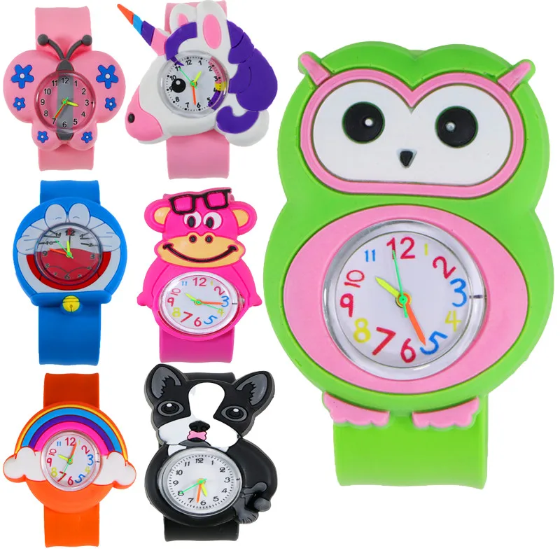 Children Watch Cartoon 7 Styles Owl Unicorn Cow Butterfly Rainbow Shape Quartz Kids Watch for Girls Boys Gift Toy Clock Reloj