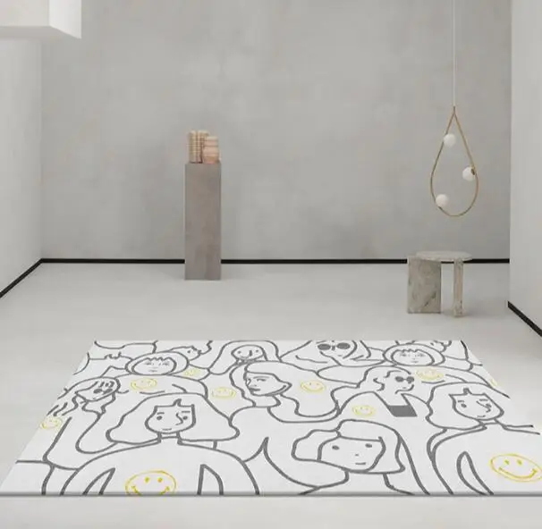 

Нескользящие коврики в скандинавском стиле для домашнего декора, абстрактное искусство, линия рисования, коврики с узором для спальни, индивидуальный прикроватный коврик