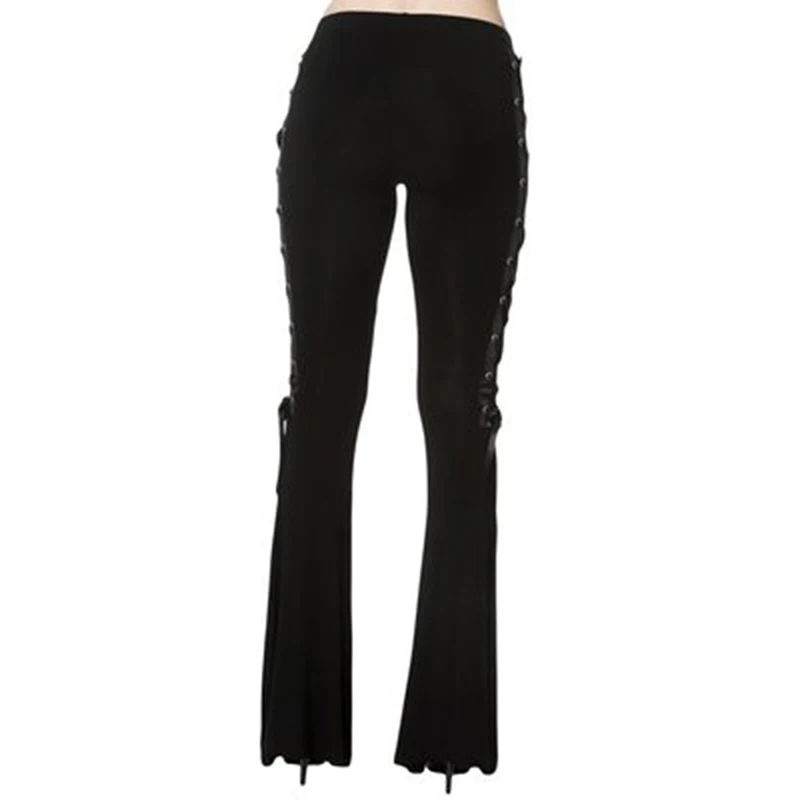 Женские брюки с завышенной талией сексуальные брюки-клеш Осенние готические