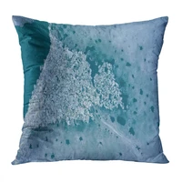 throw pillow cover square 20x20 inch glacier lagoon icebergs above aerial view cushion home sofa decor hidden zipper polyester