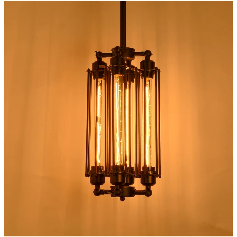 Железная Подвесная лампа Лофт 4 лампочки Эдисона. Промышленная металлическая