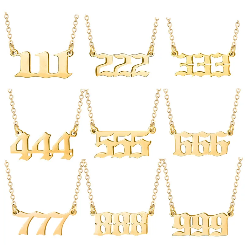 

Personalized Number 000-999 Stainless Steel Pendant Chain Couple Party Gift European and American Necklace Female Chains