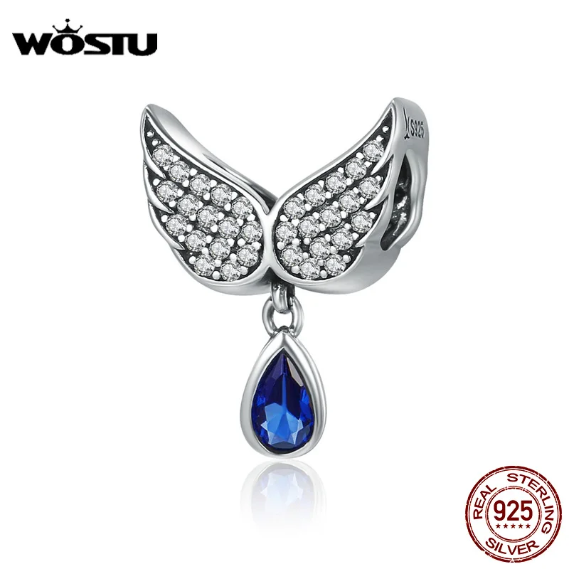 WOSTU хит продаж Настоящее серебро 925 пробы крылья ангела кулон с перьями шарм