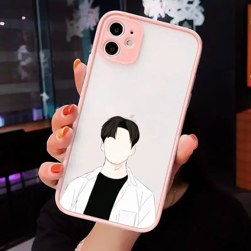 

Illustration art boy girl Phone Case For iPhone 12 11 Mini Pro XR XS Max 7 8 Plus X Matte transparent Pink Back Cover
