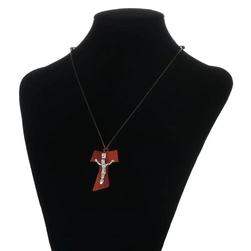 Подвески из натурального дерева Tau Cross мужские и женские регулируемые веревочные