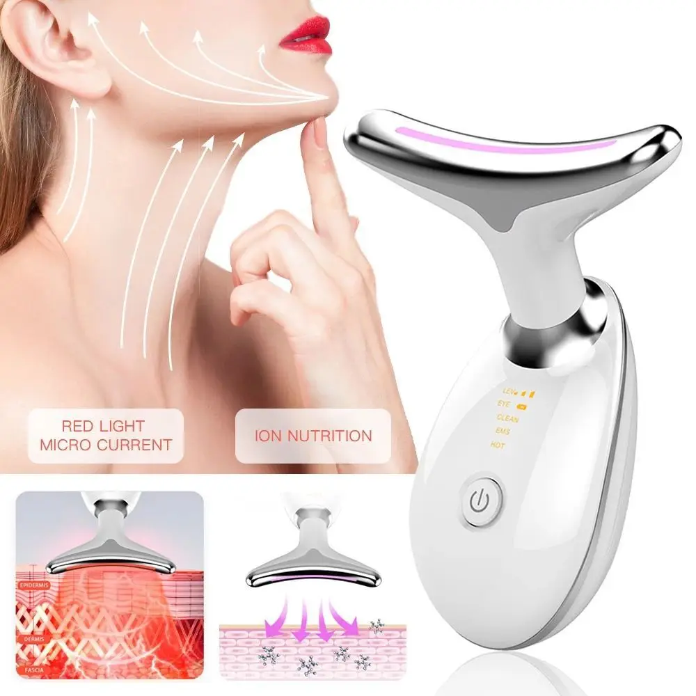 

Neck Face Beauty Device 3 Colors LED Photon Therapy Skin Tighten Reduce Double Chin Anti Wrinkle Remove Skin Care Tools