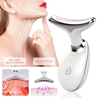 neck face beauty device 3 colors led photon therapy skin tighten reduce double chin anti wrinkle remove skin care tools