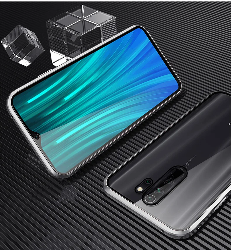 Металлический магнитный чехол для Xiaomi A2 6X8 Explorer 9 9SE 9Pro, двойной чехол из закаленного стекла для Xiaomi CC9 F1 Mix2S Max3 9T 9TPro - Цвет: Серебристый