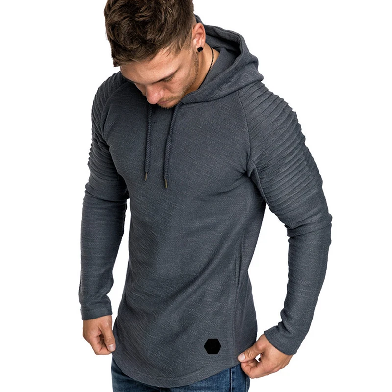 

Pleated Solid Hooded sweatshirt men 2022 Spring Black Hoodies Coat Men Casual Long Sleeve Sweatshirts Male Jackets top