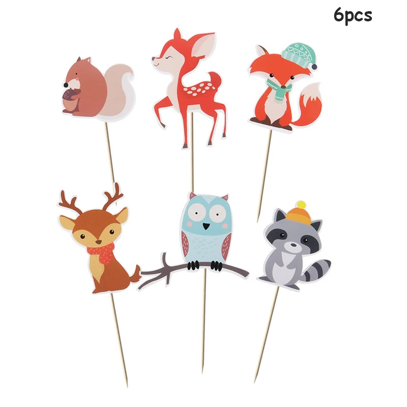 cake topper 4 MEIDDING 1 шт. лесные друзья джунгли вечерние животные алюминиевые шары лиса DIY шарики для украшения Baby Shower товары для дня рождения - Цвет: cake topper 4