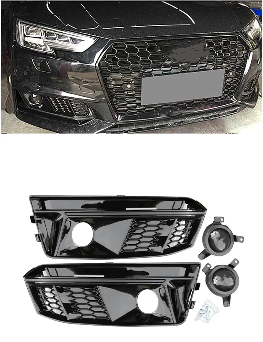 Пара Для S4 Стиль сотовый ПТФ в передний бампер решетка w/ACC для Audi A4 S-Line B9 17-18 автомобиль-Стайлинг передняя решетка бампера