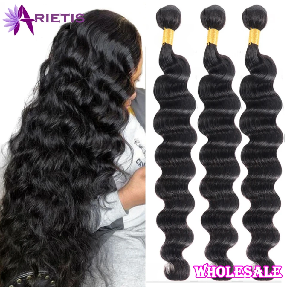 

30 40 Inches Loose Deep Wave Bundles Brazilian Remy Human Hair Bundles For Black Women 100% Human Hair Extensions Natural Black