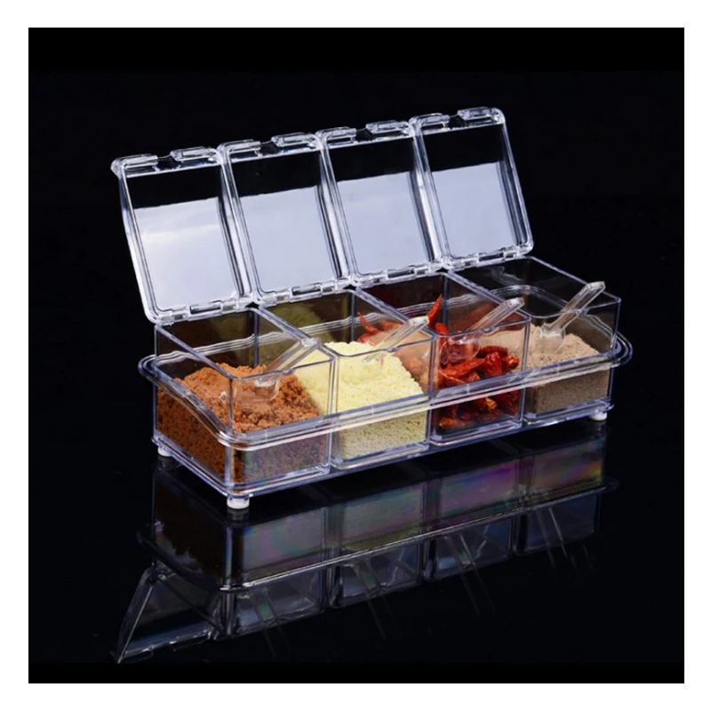 4 шт. прозрачная коробка для хранения специй соляная банка кухонная и сахара | Дом