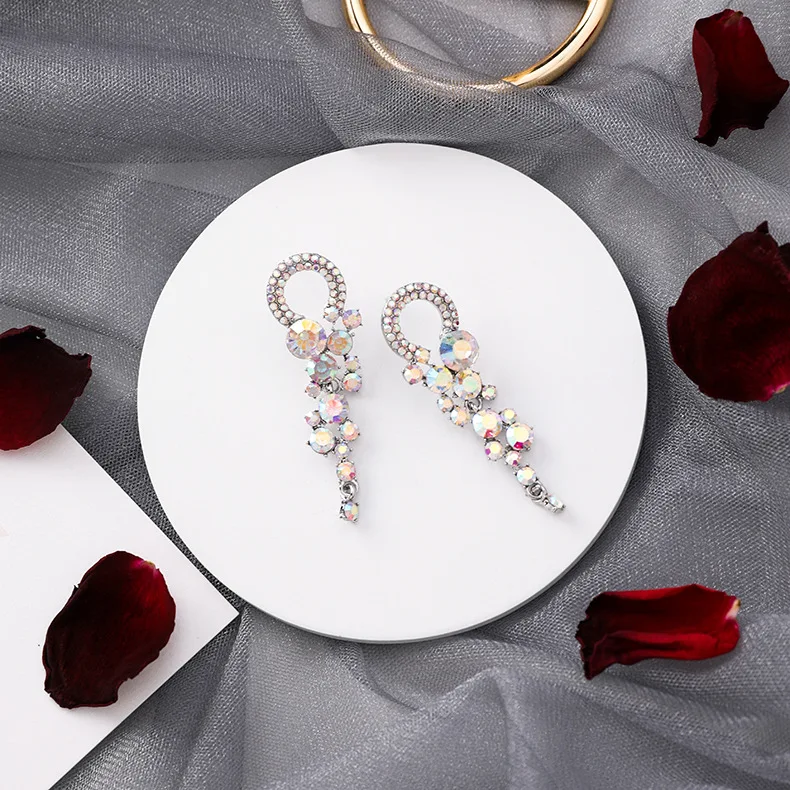 Корея новые горячие модные красочные AB горный хрусталь круг длинные висячие