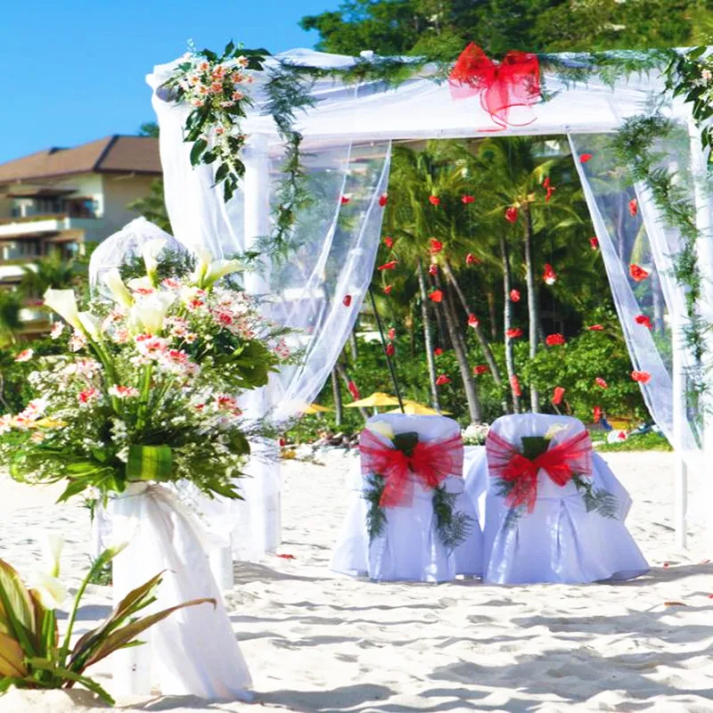 Дешевые 5 м * 48 см белый розовый тюль рулон для вечеринки органза ткань DIY