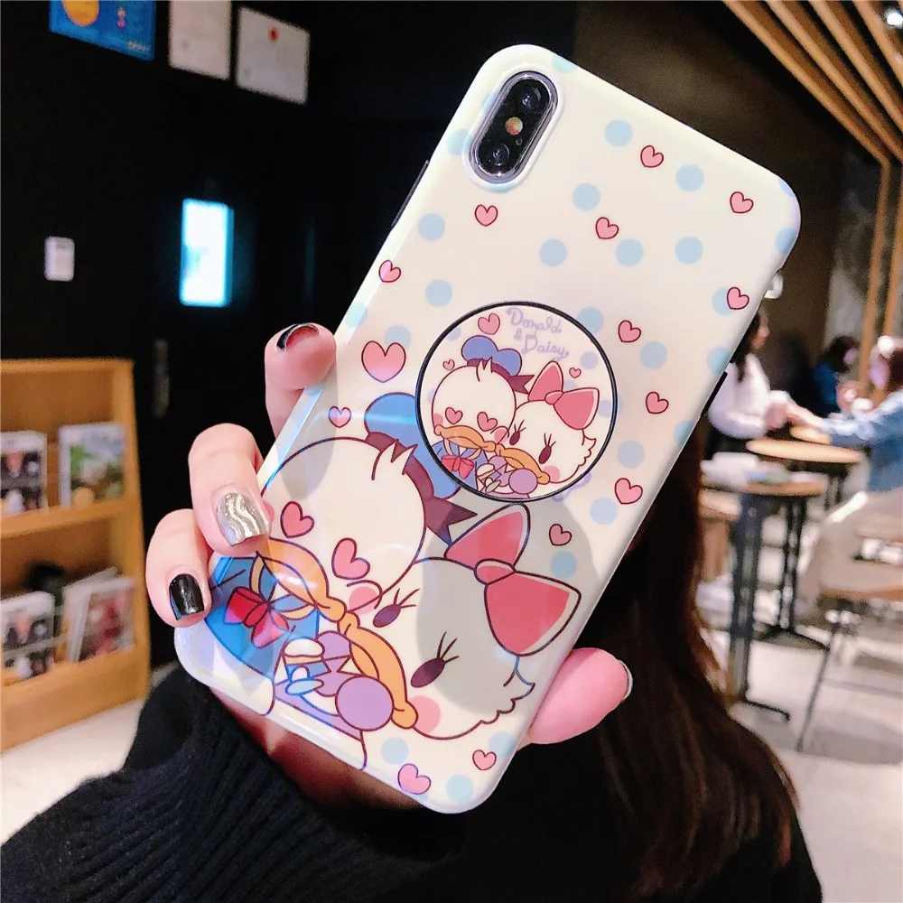 Для iPhone 11 Pro MAX забавные мультяшные милые очаровательные девчачьи мышь утка кронштейн Blue Ray IMD чехол для iPhone XR XS MAX X 6 6S 7 8 Plus