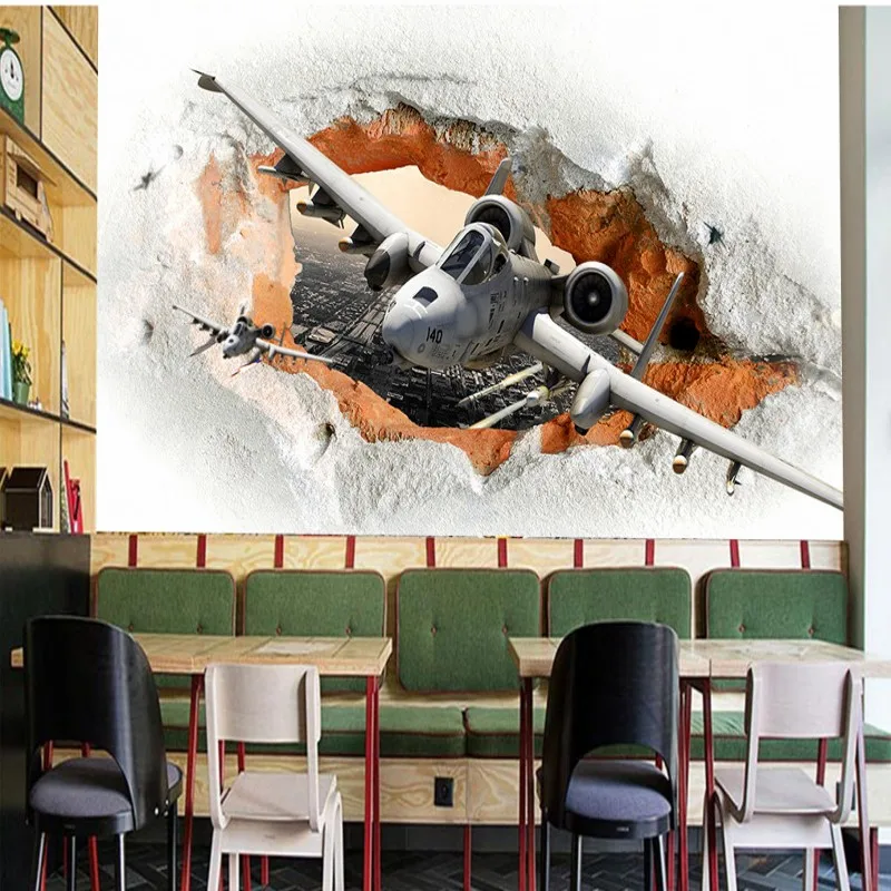 

Drop Shipping Photo Wallpaper 3D Stereo Wallpaper Fighter Missile Cafe Restaurant Personality Mural Custom Wallpaper KTV Mural