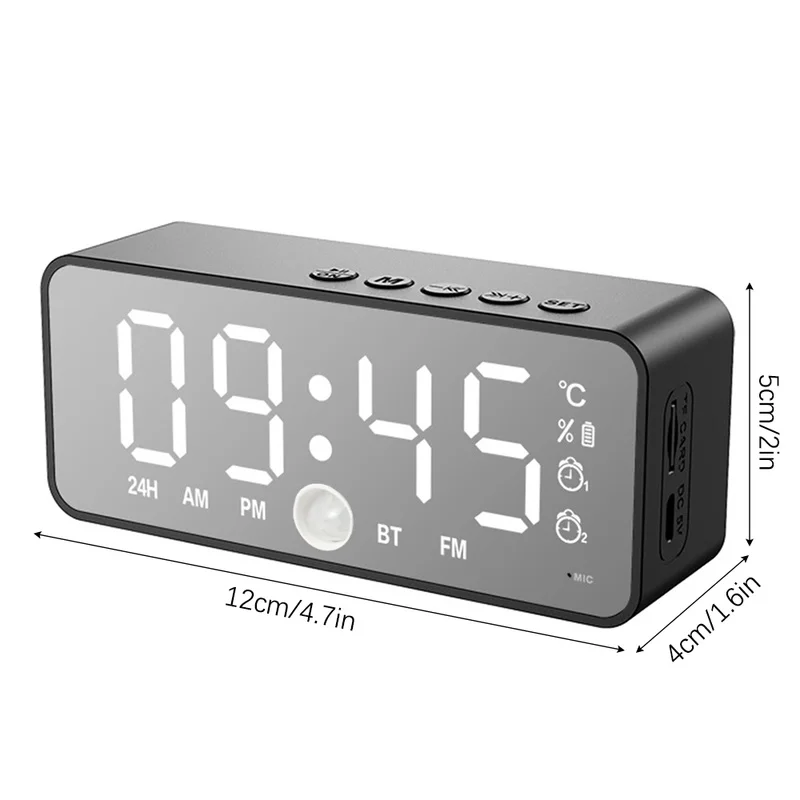 

1PC Alarm Clock Bluetooth Speaker Super Bass Portable Wireless Mirror Bluetooth Audio Alarm Clock Electronic Desktop Clocks