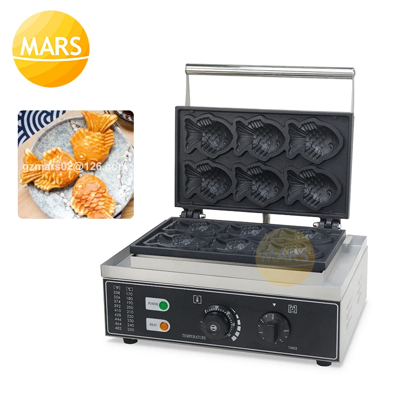 Электрическая машина для выпечки вафель 6 шт. Taiyaki 220 В 110 рыба тайяки формы торта