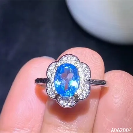 

KJJEAXCMY fine Exquisite jewelry 925 sterling silver inlaid natural blue topaz gemstone new Female girl woman ring Support test