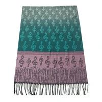 spring femme thin shawls hijab bandana musical g clefs jacquard polyester long pashmina scarf wholesale