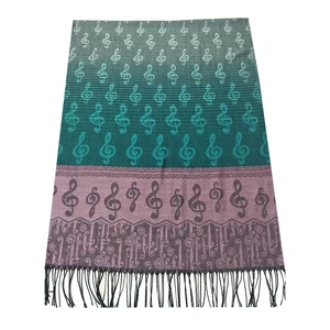 Весенние женские тонкие шали, хиджаб, бандана, музыкальные G-Ключевые жаккардовые шарфы из полиэстера, длинный шарф из пашмины, оптовая продажа