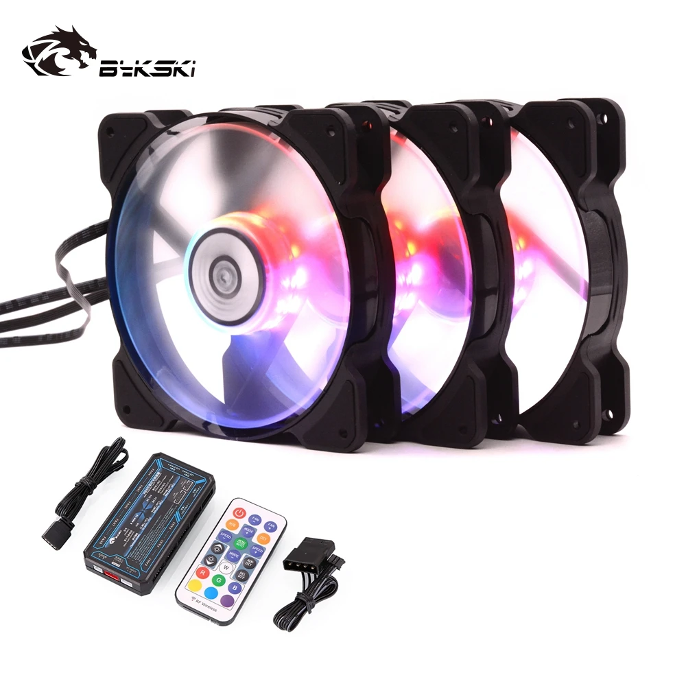 Bykski Pc чехол вентилятор регулировки RGB охлаждающий вентилятор 120 мм тихий дистанционного компьютера охлаждающий вентилятор охлаждения светильник светодиодный 5V A-RGB чехол вентилятор Процессор ПК