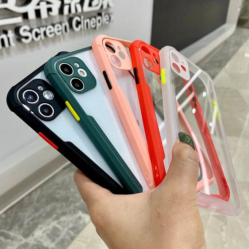 luxury shockproof frame clear phone case for iphone 11 12 pro max mini xr x xs 7 8 plus se 2 lens protective transparent cover free global shipping