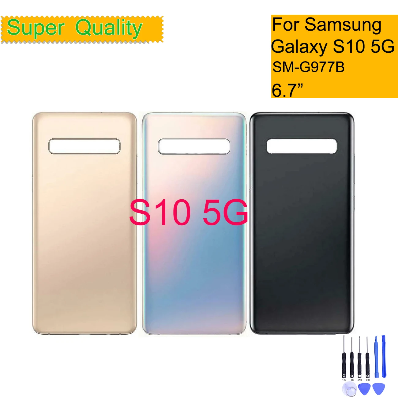 For Samsung Galaxy S10 5G SM-G977B G977 Housing Battery Cover Back Cover Case Rear Door S10 5G Chassis Shell Replacement