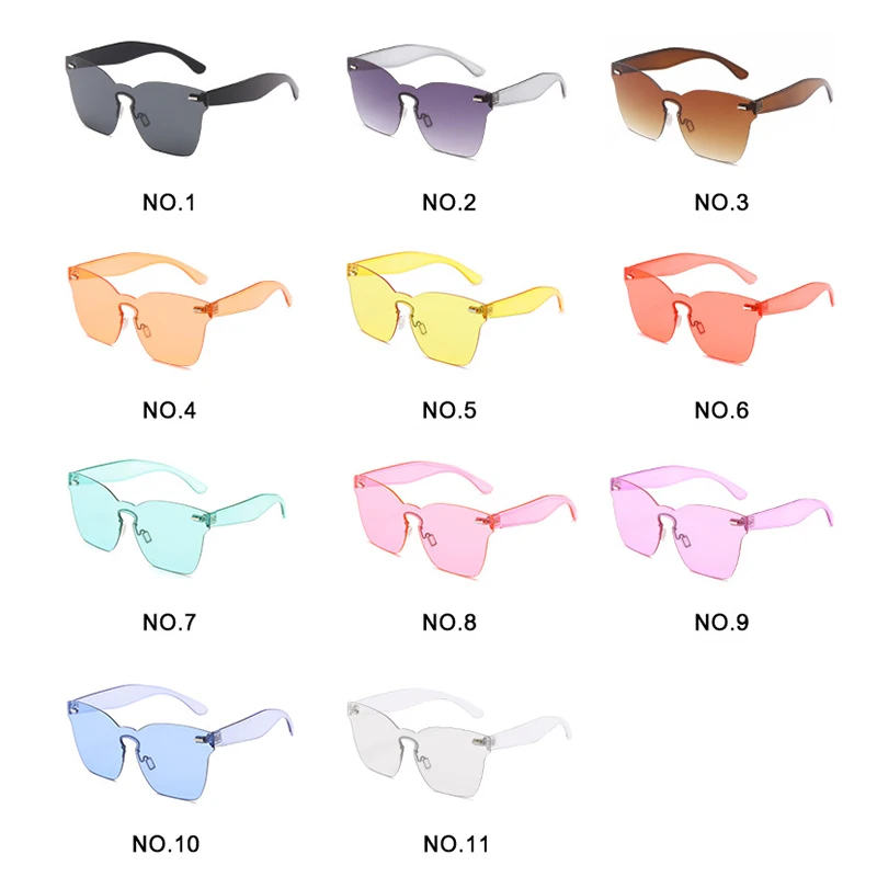 

AKAgafas One-piece Sunglasses Women 2021 Colorful Candy-colored Classic Rimless Sun Glasses Vintage High Quality Eyewear UV400