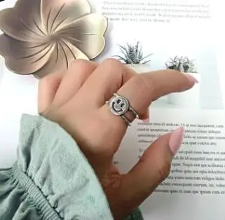Зеленый SHANICE, 925 пробы, серебряное, Открытое кольцо, для женщин, леди, панк, Винтаж, старый тайский, серебряная, для девушек, цепочка, улыбка, личность, хорошее ювелирное изделие, Anillos - Цвет основного камня: Зеленый
