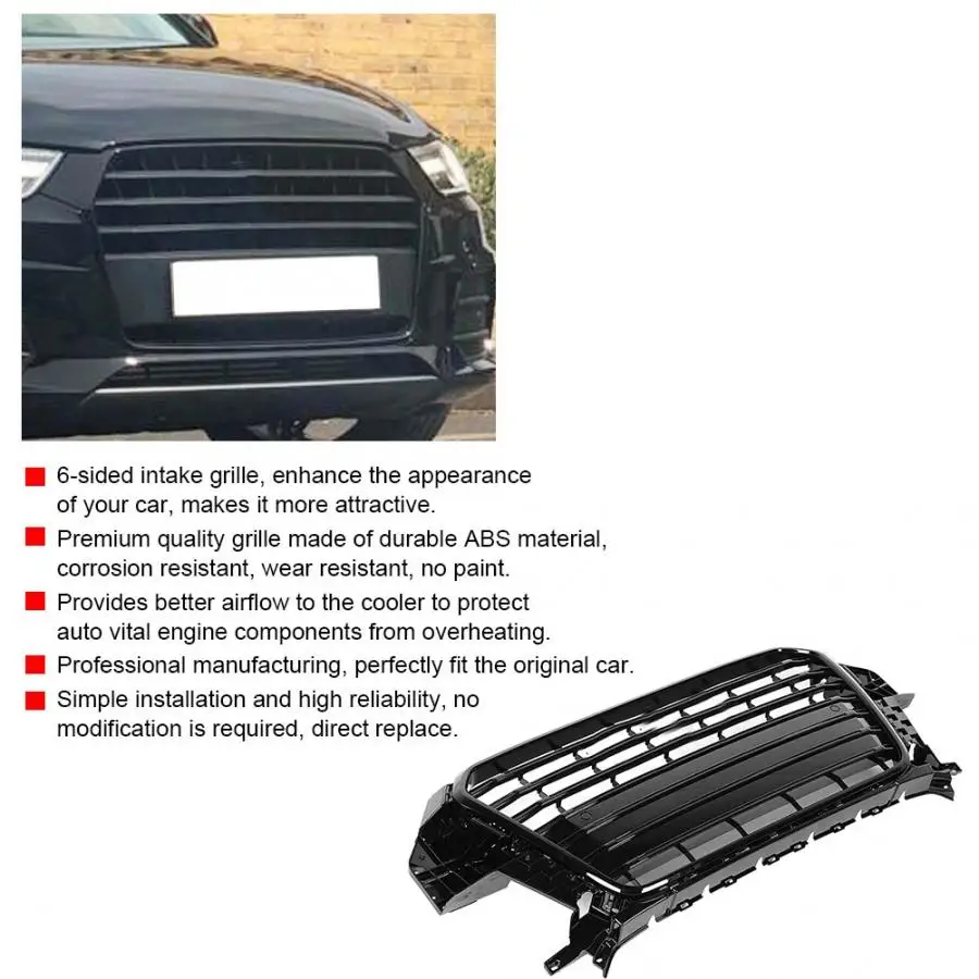 

Front Hex Mesh Honeycomb Hood Grill for Audi Q3 2013 2014 2015 car accessories car mesh For SQ3 Style