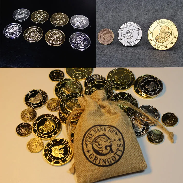 Кино hp Potter Gringots' Bank Coins 1:1 металлические монеты игрушки Hogwart Волшебная мировая
