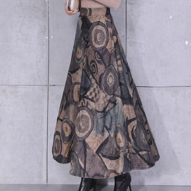 Уличная одежда граффити хиппи панк юбка теплые шерстяные зимние юбки для женщин