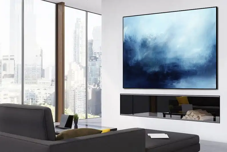 Koop Landschapsschilderkunst Grote Wall Art Schilderij Abstract Landschap Schilderen Originele Schilderij Diepe Blauw Canvas Schilderijen Aparte